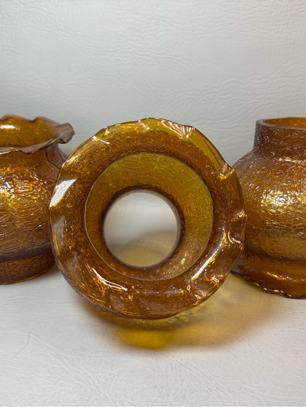 Vintage MCM Art Deco Amber Glass Globe Lamp Chandelier Shade Etched Design set 3